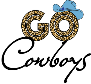 GO Dallas short sleeve t-shirt with cheetah print and baby blue cowboy hat